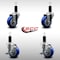 Service Caster 3.5'' SS Blue Poly Wheel Swivel 1-1/4'' Expanding Stem Caster Set 2 Brakes, 4PK SCC-SSEX20S3514-PPUB-BLU-2-TLB-2-114 - alternate 2